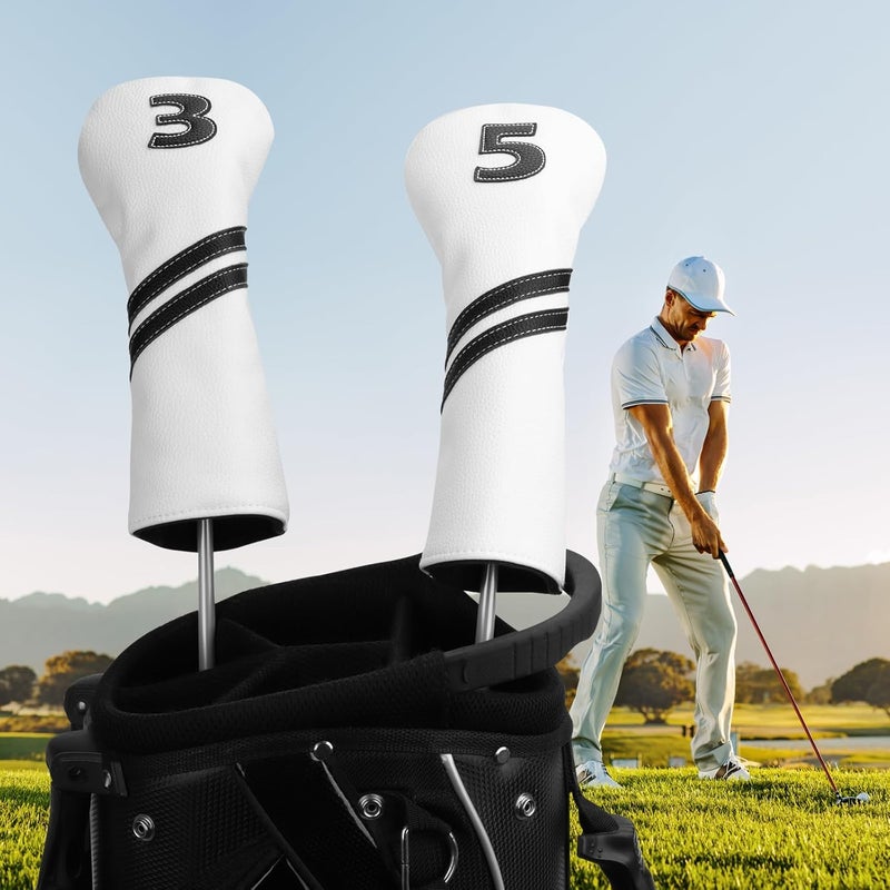 Frimon Golf Club Covers,4pcs or 1pc Golf Headcovers for Woods and Driver Fairway Hybrids Women Men - Premium PU Leather with Interchangeable Tags & Magnetic Blade and Mallet Putter Covers - Image 2
